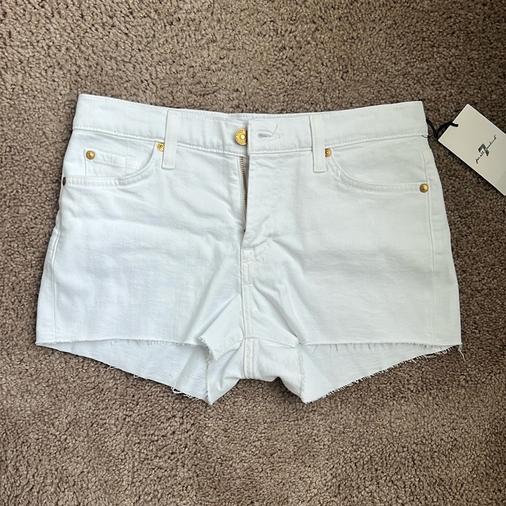 7 for all Mankind Raw Hem White Shorts Size 27